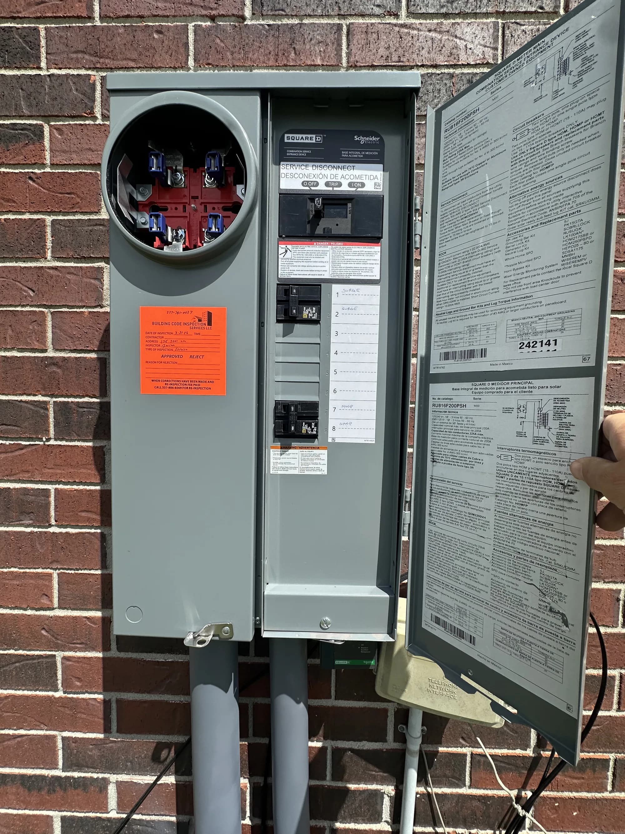 Open service disconnect on a Lake Charles residence — Babcock Electric service-entrance work